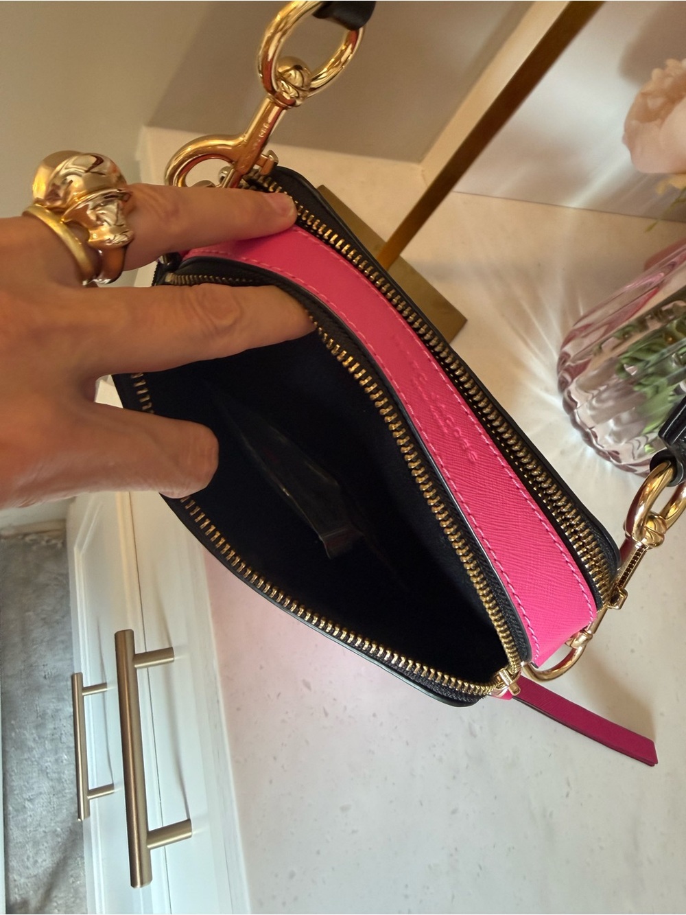 Marc Jacobs Hot Pink & Red Double-Zip Crossbody Camera Bag with Gold Hardware - Picture 14 of 15
